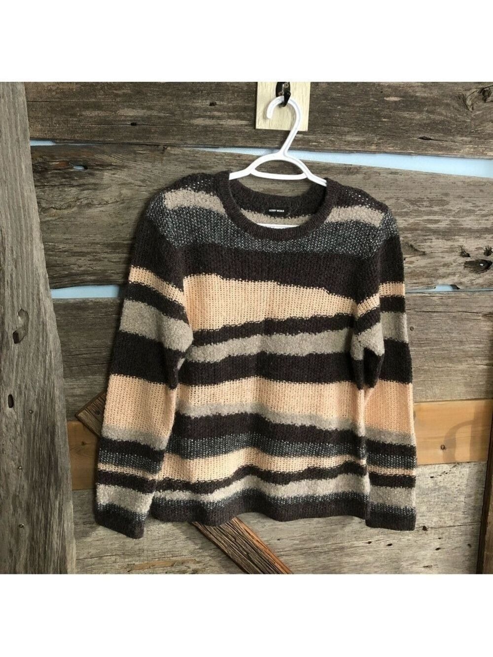 Gerry Weber Size Large Pink/Grey Knit Crew Neck Sweater
